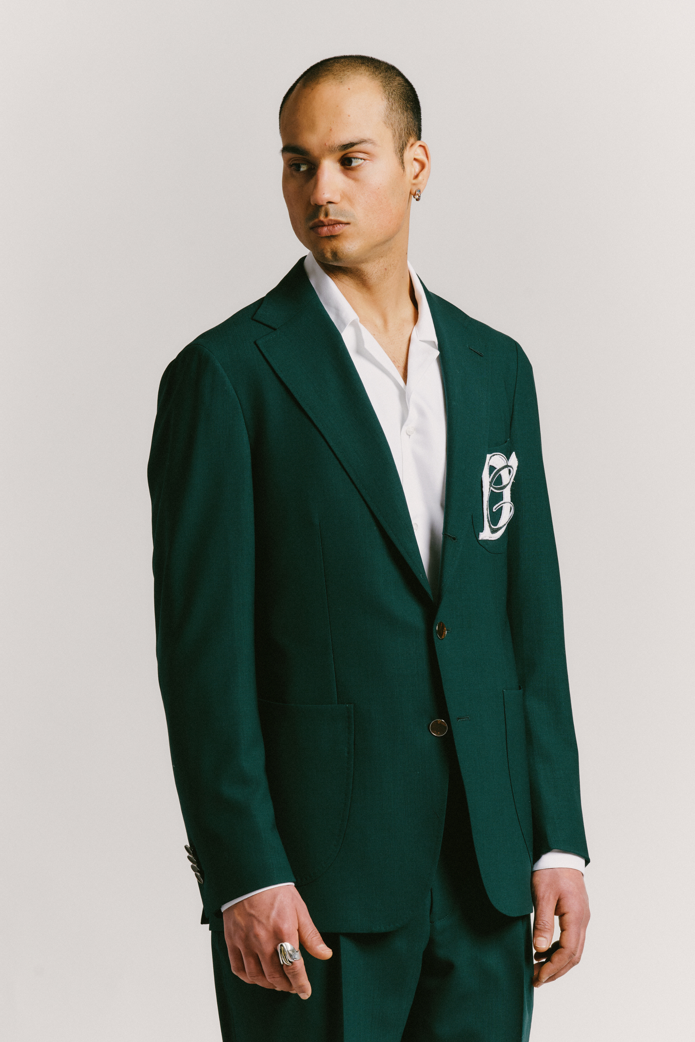 Patched Klassisches Anzugsjackett Grün