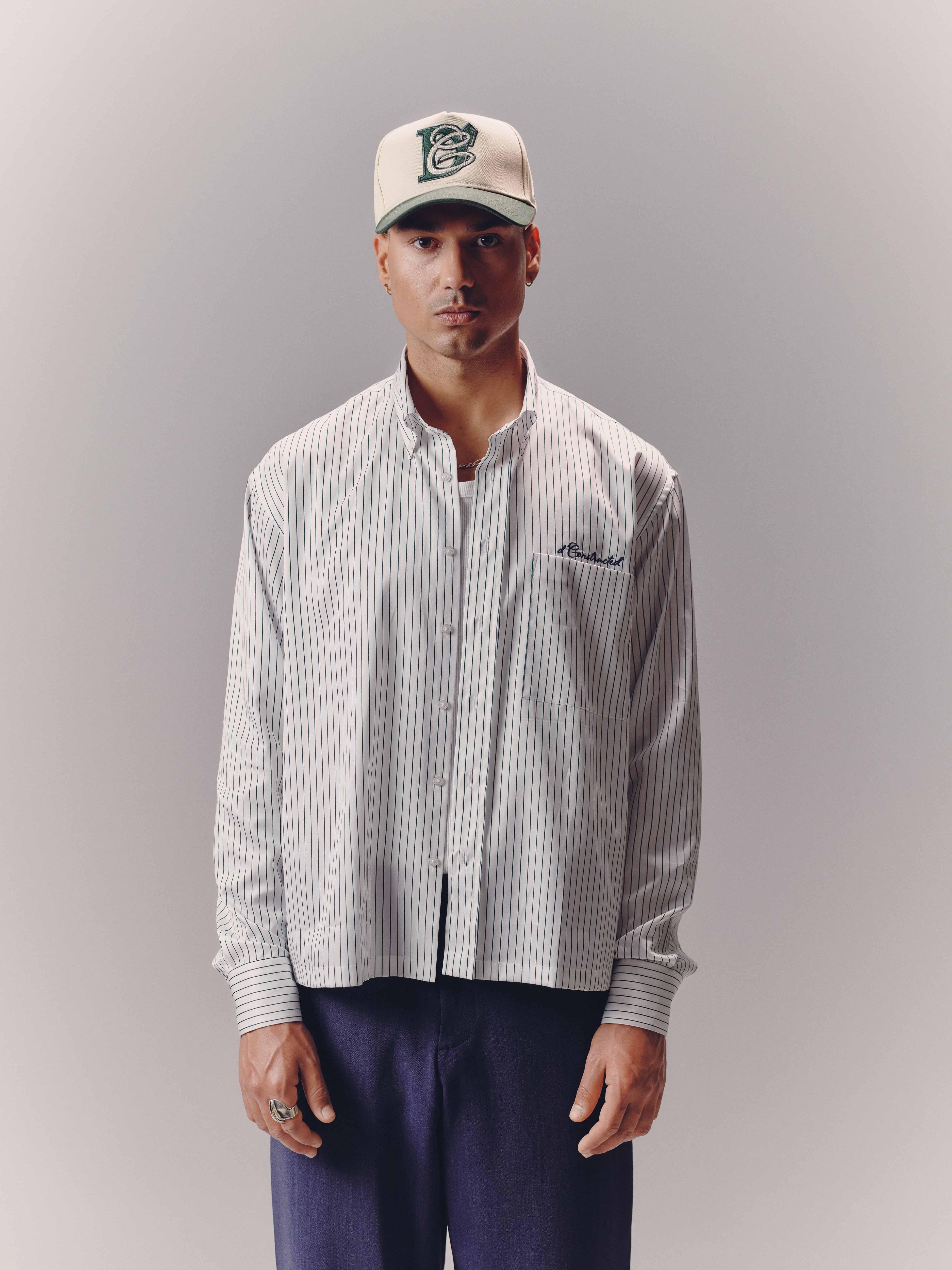 Green Pinstripe Button Down